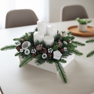 KENDEKOR természetes hatású karácsonyi asztaldísz  Fehér elegancia, Karácsony, Adventi díszek, Adventi asztaldísz, , MESKA