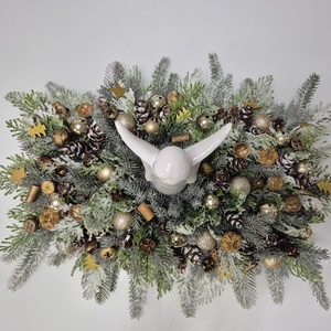 Kendekor nagyméretű adventi asztaldísz � kézzel festett termésekkel, havas zöldekkel - karácsony - adventi díszek - adventi asztaldísz - Meska.hu