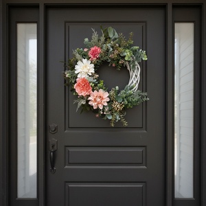 Virágos ajtódísz � természetes hatású, elegáns koszorú pasztell árnyalatokkal - otthon & életmód - dekoráció - ajtó- és ablak dekoráció - ajtódísz & kopogtató - Meska.hu