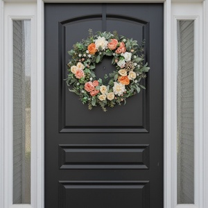 Pasztell sárga virágos koszorú - nagyméretű, természetes hatású  - otthon & életmód - dekoráció - ajtó- és ablak dekoráció - ajtódísz & kopogtató - Meska.hu