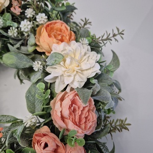 Pasztell sárga virágos koszorú - nagyméretű, természetes hatású  - otthon & életmód - dekoráció - ajtó- és ablak dekoráció - ajtódísz & kopogtató - Meska.hu