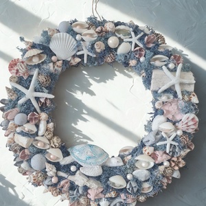 Tengerparti hangulatú ajtókopogtató / koszorú � kagylós, csillagos dísz - otthon & életmód - dekoráció - ajtó- és ablak dekoráció - ajtódísz & kopogtató - Meska.hu