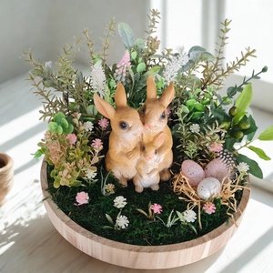 Húsvéti asztaldísz nyuszi családdal � tavaszi dekoráció fa tálban - Meska.hu