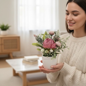 Virágos polcdísz mintás kisméretű kaspóban � elegáns, gondozásmentes KENDEKOR dekoráció - otthon & életmód - dekoráció - asztal és polc dekoráció - asztaldísz - Meska.hu