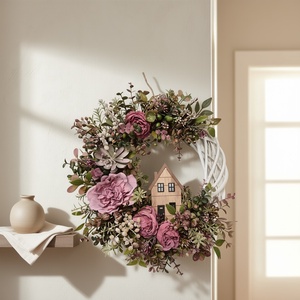 Virágos ajtódísz házikóval � romantikus, természetes stílus, Otthon & Életmód, Dekoráció, Ajtó- és ablak dekoráció, Ajtódísz & Kopogtató, , MESKA