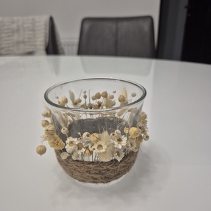 Mécsestartó natur száraz virágokkal � letisztult elegancia - otthon & életmód - gyertya, illat, aroma - mécses és mécsestartó - Meska.hu