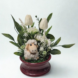 Csendes tavasz egy báránnyal � letisztult asztaldísz természetes hatású zöldekkel � elegáns, gondozásmentes dekoráció, Otthon & Életmód, Virágdekoráció, Virágdíszek, Virágdísz kaspóban, , MESKA