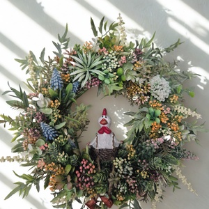 Bogyós tavaszi koszorú - kiskakassal, természetes hatású  - Meska.hu