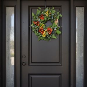 Tavaszi virágos koszorú - természetes hatású, élethű virágokkal - otthon & életmód - dekoráció - ajtó- és ablak dekoráció - ajtódísz & kopogtató - Meska.hu