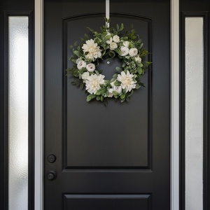 Virágos elegáns koszorú � virágos ajtódekoráció, romantikus színvilág - nagyméretű - otthon & életmód - dekoráció - ajtó- és ablak dekoráció - ajtódísz & kopogtató - Meska.hu