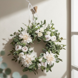 Virágos elegáns koszorú � virágos ajtódekoráció, romantikus színvilág - nagyméretű - otthon & életmód - dekoráció - ajtó- és ablak dekoráció - ajtódísz & kopogtató - Meska.hu