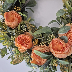 Virágos elegáns koszorú � virágos ajtódekoráció, romantikus színvilág - nagyméretű - otthon & életmód - dekoráció - ajtó- és ablak dekoráció - ajtódísz & kopogtató - Meska.hu