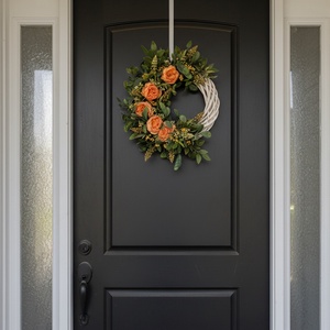 Virágos elegáns koszorú � virágos ajtódekoráció, romantikus színvilág - nagyméretű - otthon & életmód - dekoráció - ajtó- és ablak dekoráció - ajtódísz & kopogtató - Meska.hu
