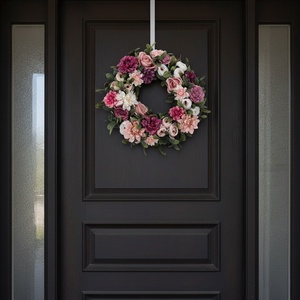 Virágos elegáns koszorú � virágos ajtódekoráció, romantikus színvilág - nagyméretű - otthon & életmód - dekoráció - ajtó- és ablak dekoráció - ajtódísz & kopogtató - Meska.hu