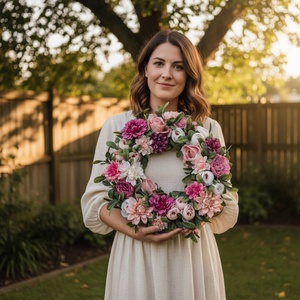 Virágos elegáns koszorú � virágos ajtódekoráció, romantikus színvilág - nagyméretű, Otthon & Életmód, Dekoráció, Ajtó- és ablak dekoráció, Ajtódísz & Kopogtató, , MESKA