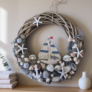 Tengerparti hangulatú ajtókopogtató / koszorú � kagylós, csillagos dísz, Otthon & Életmód, Dekoráció, Ajtó- és ablak dekoráció, Ajtódísz & Kopogtató, , MESKA