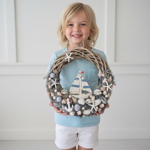 Tengerparti hangulatú ajtókopogtató / koszorú � kagylós, csillagos dísz - otthon & életmód - dekoráció - ajtó- és ablak dekoráció - ajtódísz & kopogtató - Meska.hu