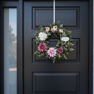 Virágos elegáns koszorú � virágos ajtódekoráció, romantikus színvilág - nagyméretű - otthon & életmód - dekoráció - ajtó- és ablak dekoráció - ajtódísz & kopogtató - Meska.hu