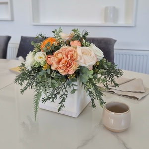 Virágos asztaldísz � elegáns KENDEKOR dekoráció fa dobozban, Otthon & Életmód, Dekoráció, Asztal és polc dekoráció, Asztaldísz, , MESKA