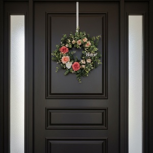 Rózsaszín virágos elegáns ajtódísz � virágos dekoráció, romantikus színvilággal - otthon & életmód - dekoráció - ajtó- és ablak dekoráció - ajtódísz & kopogtató - Meska.hu