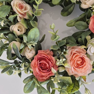 Rózsaszín virágos elegáns ajtódísz � virágos dekoráció, romantikus színvilággal - otthon & életmód - dekoráció - ajtó- és ablak dekoráció - ajtódísz & kopogtató - Meska.hu