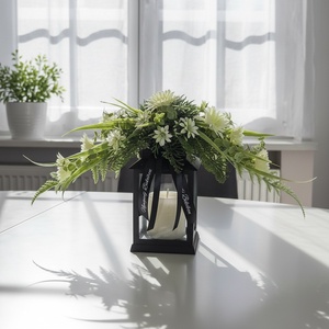 LED-es lámpás kegyeleti dísz fehér virággal, Otthon & Életmód, Vallás, Temetkezési tárgy, Sírdísz, kegyeleti dísz, , MESKA