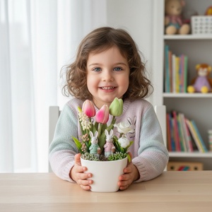 Virágos polcdísz kisnyuszikkal� elegáns, gondozásmentes dekoráció - ünnepi díszek, dekorációk - húsvéti díszek és dekorációk - húsvéti virágos díszek - Meska.hu