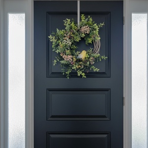 Bogyós tavaszi koszorú - kismadárral, természetes hatású ajtódísz - otthon & életmód - dekoráció - ajtó- és ablak dekoráció - ajtódísz & kopogtató - Meska.hu