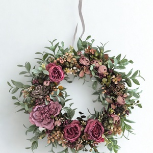 Virágos tavaszi koszorú - természetes hatású, élethű virágokkal - Meska.hu