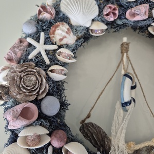 Tengerparti hangulatú ajtókopogtató / koszorú � kagylós, csillagos dísz - otthon & életmód - dekoráció - ajtó- és ablak dekoráció - ajtódísz & kopogtató - Meska.hu