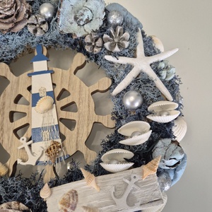 Tengerparti hangulatú ajtókopogtató / koszorú � kagylós, csillagos dísz - otthon & életmód - dekoráció - ajtó- és ablak dekoráció - ajtódísz & kopogtató - Meska.hu