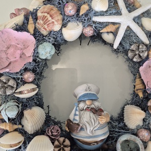 Tengerparti hangulatú ajtókopogtató / koszorú � kagylós, csillagos dísz - otthon & életmód - dekoráció - ajtó- és ablak dekoráció - ajtódísz & kopogtató - Meska.hu