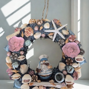 Tengerparti hangulatú ajtókopogtató / koszorú � kagylós, csillagos dísz - Meska.hu