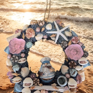 Tengerparti hangulatú ajtókopogtató / koszorú � kagylós, csillagos dísz - otthon & életmód - dekoráció - ajtó- és ablak dekoráció - ajtódísz & kopogtató - Meska.hu