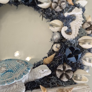 Tengerparti hangulatú ajtókopogtató / koszorú � kagylós, csillagos dísz - otthon & életmód - dekoráció - ajtó- és ablak dekoráció - ajtódísz & kopogtató - Meska.hu