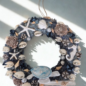 Tengerparti hangulatú ajtókopogtató / koszorú � kagylós, csillagos dísz - otthon & életmód - dekoráció - ajtó- és ablak dekoráció - ajtódísz & kopogtató - Meska.hu