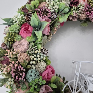 Virágos tavaszi-nyári ajtódísz - nagyméretű elegáns kopogtató - otthon & életmód - dekoráció - ajtó- és ablak dekoráció - ajtódísz & kopogtató - Meska.hu