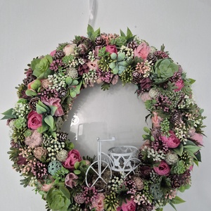 Virágos tavaszi-nyári ajtódísz - nagyméretű elegáns kopogtató - otthon & életmód - dekoráció - ajtó- és ablak dekoráció - ajtódísz & kopogtató - Meska.hu