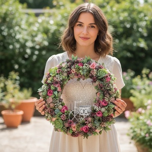 Virágos tavaszi-nyári ajtódísz - nagyméretű elegáns kopogtató - Meska.hu