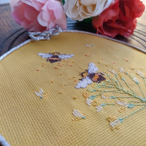 Méhecskés, Művészet, Textilkép, Keresztszemes, Hímzés, MESKA