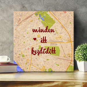 Minden itt kezdődött - Térkép+Felirat - Vászonkép - Meska.hu