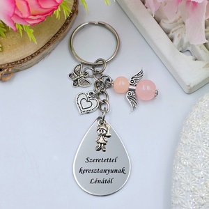 Gravírozott kulcstartó saját felirattal, charmokkal, Táska & Tok, Kulcstartó & Táskadísz, Kulcstartó, Gravírozás, pirográfia, Gyöngyfűzés, gyöngyhímzés, MESKA