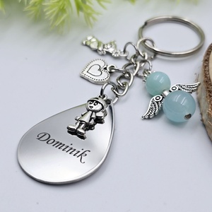 Gravírozott kulcstartó saját felirattal, charmokkal - táska & tok - kulcstartó & táskadísz - kulcstartó - Meska.hu