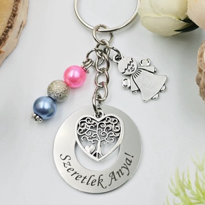 Gravírozott kulcstartó saját felirattal, charmokkal, Táska & Tok, Kulcstartó & Táskadísz, Kulcstartó, Gravírozás, pirográfia, Gyöngyfűzés, gyöngyhímzés, MESKA