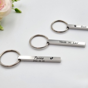 Gravírozott nemesacél kulcstartó - 4 oldal, 4 szó - táska & tok - kulcstartó & táskadísz - kulcstartó - Meska.hu