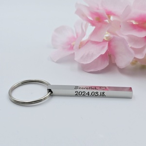 Gravírozott nemesacél kulcstartó - 4 oldal, 4 szó - táska & tok - kulcstartó & táskadísz - kulcstartó - Meska.hu