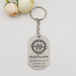 Gravírozott kulcstartó GPS koordinátákkal, egyedi dátummal - Minden itt kezdődött... l, Táska & Tok, Kulcstartó & Táskadísz, Kulcstartó, Gravírozás, pirográfia, MESKA
