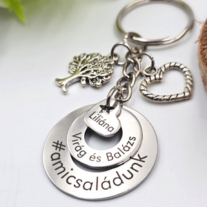 Gravírozott kulcstartó saját felirattal, charmokkal - táska & tok - kulcstartó & táskadísz - kulcstartó - Meska.hu