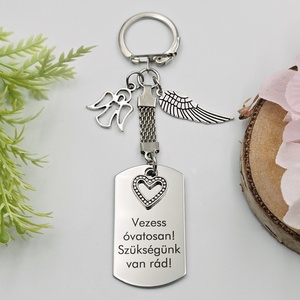 Gravírozott kulcstartó saját felirattal, charmokkal, Táska & Tok, Kulcstartó & Táskadísz, Kulcstartó, Gravírozás, pirográfia, MESKA