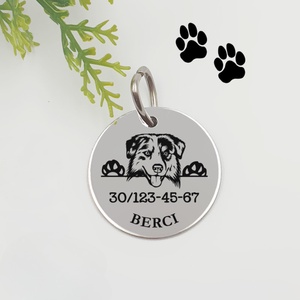 Ausztrál juhászkutya biléta saját kutyád nevével, telefonszámmal, Otthon & Életmód, Kisállatoknak, Kutyáknak, Kutya biléta, Gravírozás, pirográfia, MESKA